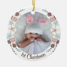 Pastell-Winter-Blumen-Babys erstes Weihnachten