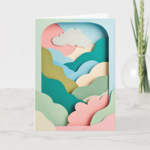 Pastell-Wolkenlandschaft-Kollage Karte