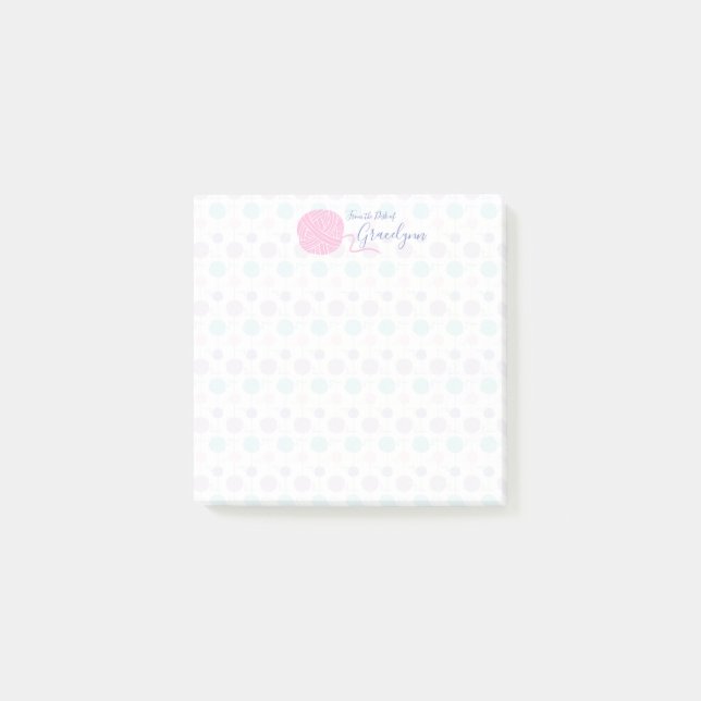 Pastell-Yarn-Ball-String-Muster Post-it Klebezettel (Vorderseite)
