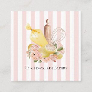Pastell Yellow Pink Bäckerei Quadratische Visitenkarte