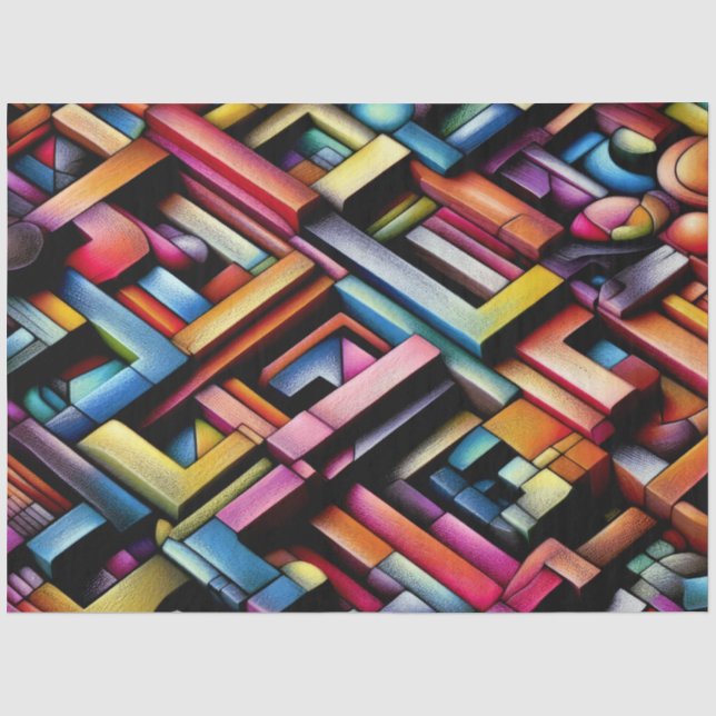 Pastell Zeichnend Abstrakt dimensionale Geometrie Seidenpapier (Vorderseite)