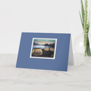 Pastell-Zelte bei Sonnenuntergang auf blauem Inspi Karte