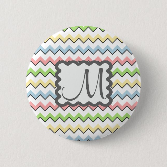Pastell Zickzack mit Monogram von Shirley Taylor Button (Vorderseite)