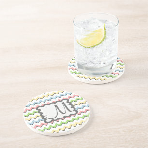 Pastell Zickzack mit Monogram von Shirley Taylor Getränkeuntersetzer