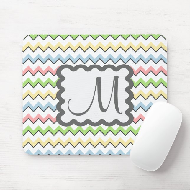 Pastell Zickzack mit Monogram von Shirley Taylor Mousepad (Mit Mouse)