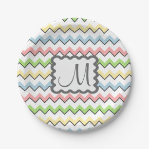 Pastell Zickzack mit Monogram von Shirley Taylor Pappteller