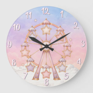 Pastell-Zirkus-Kinderzimmer-Wanduhr Große Wanduhr