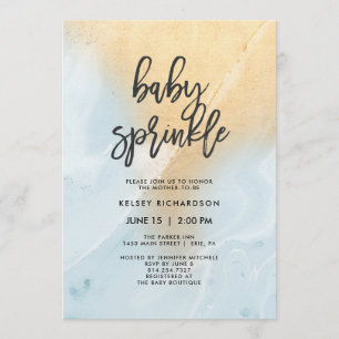 Pastellbaby des BLAU-und Goldmarmor-  besprühen Einladung