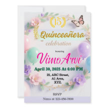 Pastellballons und Schmetterling Quinceañera Gebur