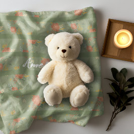 Pastellbeige grüne Minze Blumengestelle Fleecedecke