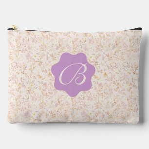 Pastellbeige und Lila Blüten Zubehörtasche