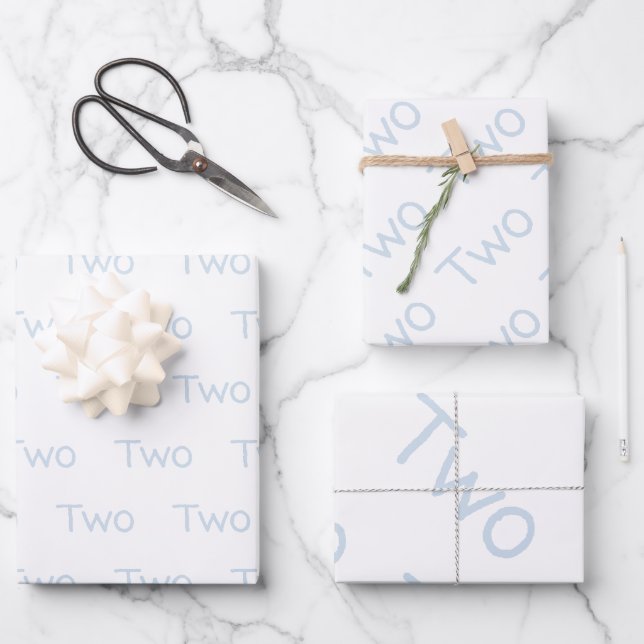 Pastellblau 2 Jahre alt Geschenkpapier Set (Vorderseite)