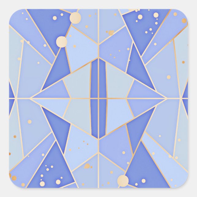 Pastellblau abstraktes geometrisches Design Quadratischer Aufkleber (Vorderseite)