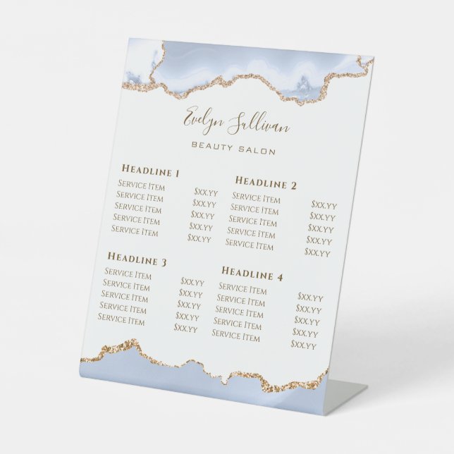 Pastellblau Agate Beauty Salon Sockelschild (Vorderseite)