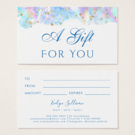 Pastellblau Aquarellfarben Glitzer Geschenkkarte
