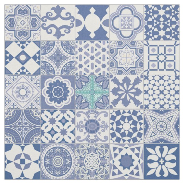 Pastellblau aus marokkanischem Kachel Stoff (Muster)