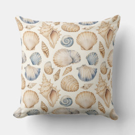 PASTELLBLAU & BEIGE TROPISCHE MEERESSCHNECKEN KISSEN
