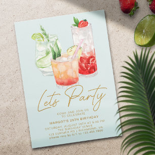 Pastellblau   Chic Sommer Cocktailparty Geburtstag Einladung