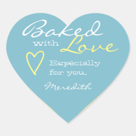 Pastellblau Gelb Einfache Liebe Herzform Herz-Aufkleber