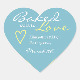 Pastellblau Gelb Einfache Liebe Herzform Herz-Aufkleber