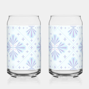 Pastellblau geometrisches Blumenmuster Dosenglas