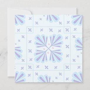 Pastellblau geometrisches Blumenmuster Feiertagskarte
