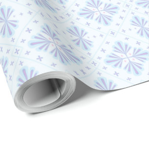 Pastellblau geometrisches Blumenmuster Geschenkpapier
