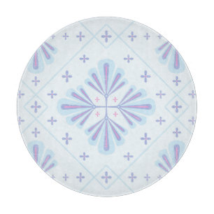 Pastellblau geometrisches Blumenmuster Schneidebrett