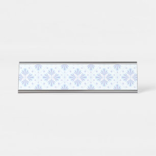 Pastellblau geometrisches Blumenmuster Schreibtischnamensplakette