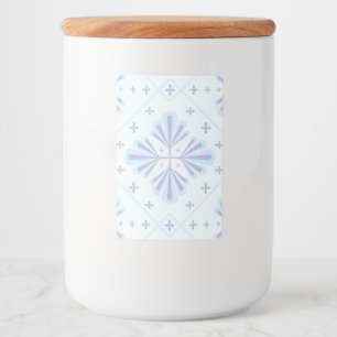 Pastellblau geometrisches florales Wiederholungsmu Lebensmitteletikett