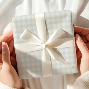 Pastellblau Gingham Geschenkpapier