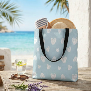 Pastellblau-grüne, weiße Herzen niedliche Einkaufs Tasche