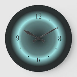 Pastellblau-grüner Halo-Effekt auf Schwarz Große Wanduhr