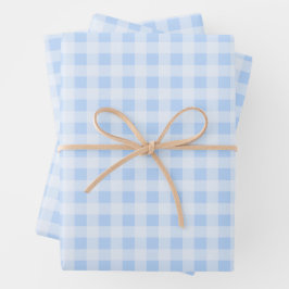 Pastellblau kariert geschenkpapier set