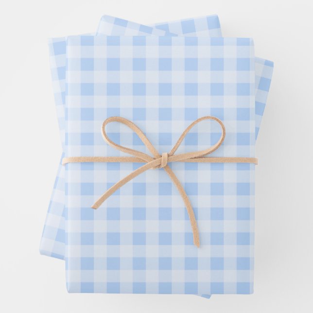Pastellblau kariert geschenkpapier set (Beispiel)
