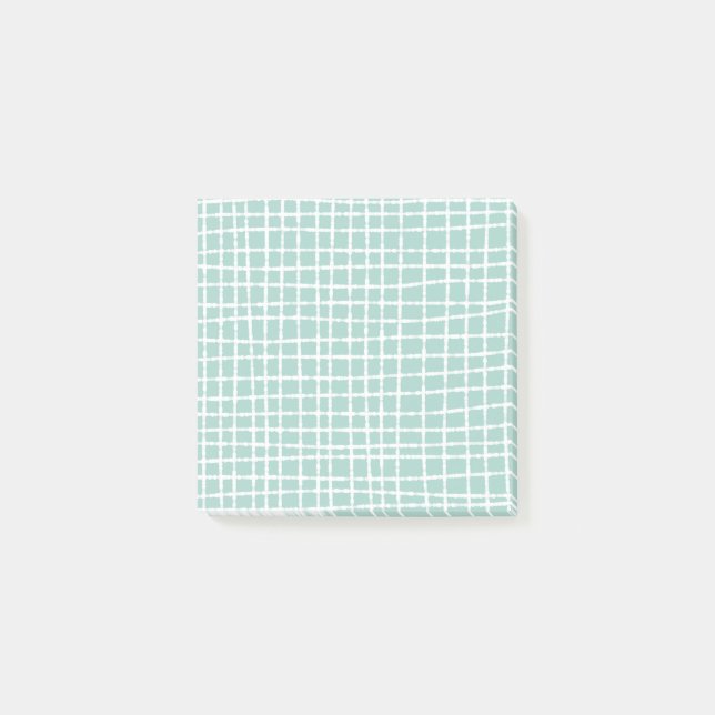 Pastellblau Karo Muster Stilvoll und subtil Post-it Klebezettel (Vorderseite)