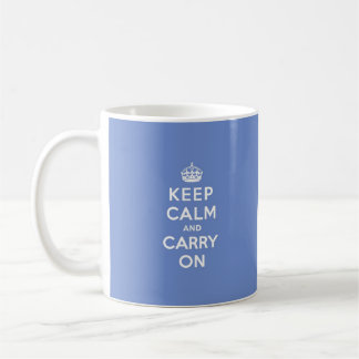 Pastellblau Keep Calm and Carry On Kaffeetasse