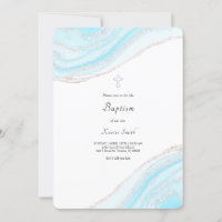 Pastellblau Marmor Taufe Baby Junge Einladung