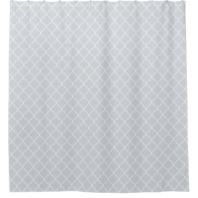 Pastellblau marokkanisches Quatrefolienmuster Duschvorhang (Vorderseite)
