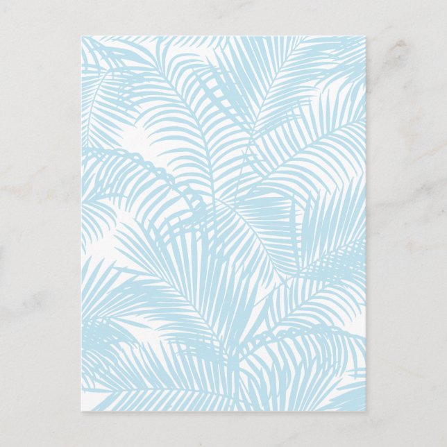 Pastellblau Moderne, einfache tropische Palmenflor Postkarte (Vorderseite)