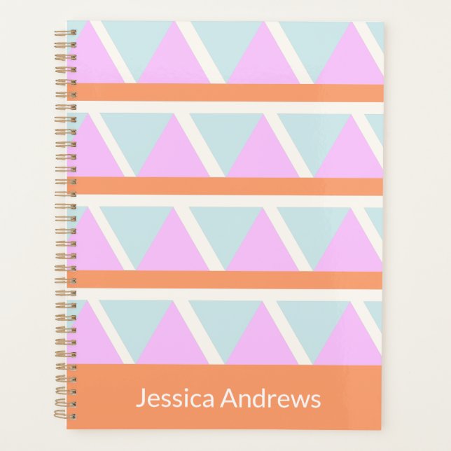 Pastellblau Pink Orange Geometrische Kunst Persona Planer (Vorderseite)