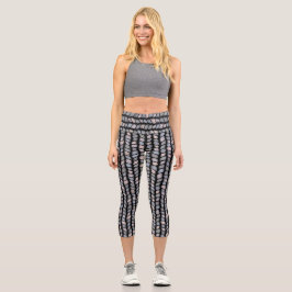 Pastellblau-rosa Verflechtung von Braidmustern Capri Leggings