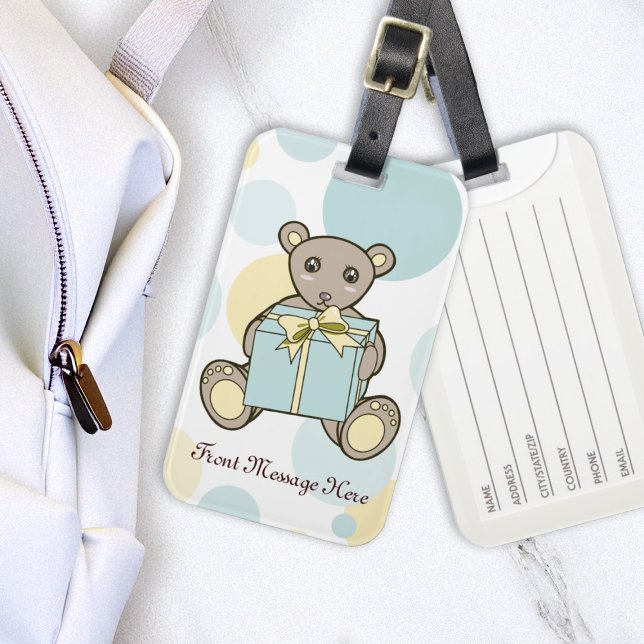 Pastellblau und Gelber Niedlicher Teddybär Gepäckanhänger (Von Creator hochgeladen)