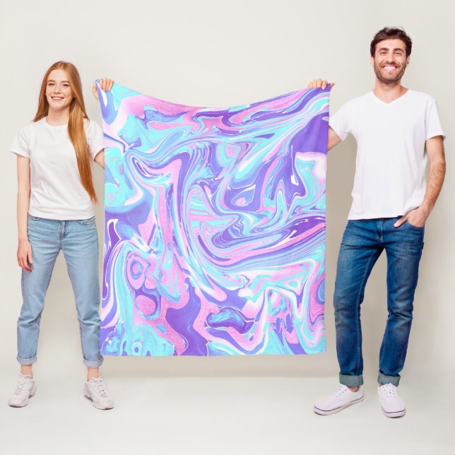 Pastellblau und Lila Marmor Flüssige Textur Fleecedecke (Beispiel)