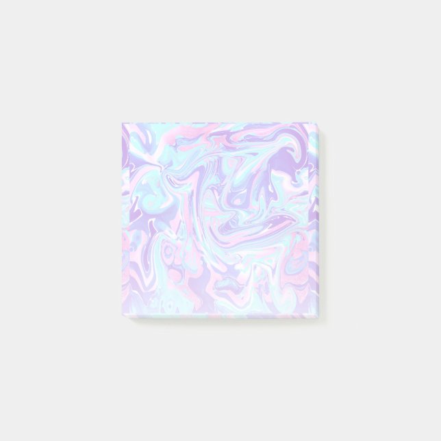 Pastellblau und Lila Marmor Flüssige Textur Post-it Klebezettel (Vorderseite)