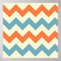 Pastellblau und orange Zickzack Streifen Zig Zags