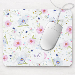 Pastellblau und rosa Blume Personalisiert Mousepad