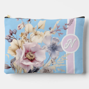 Pastellblau und rosa Monogramm Zubehörtasche