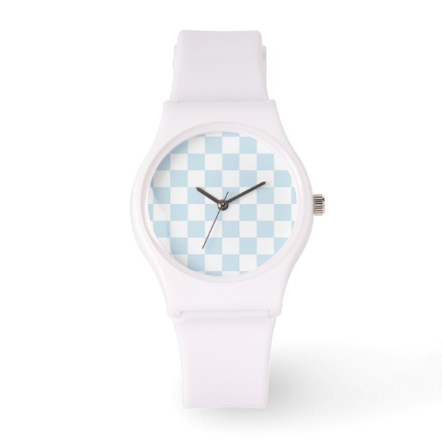 Pastellblau und Weiß Armbanduhr (Vorderseite)
