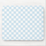 Pastellblau und Weiß Mousepad<br><div class="desc">Blauer und weißer Schachbrett Muster Baby Blue and White Checkerboard Muster Pulver Blau und Weiß Prüfmuster Weiße und blaue Karo</div>